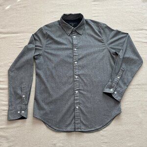 Men's Large Rag & Bone Grey Tomlin Stretch Dobby Button Down Shirt Size Large L